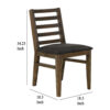 Tinaa Side Dining Chair, Black Polyester, Brown Pine Wood, Ladderback