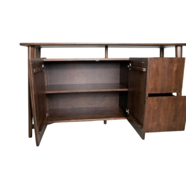 Ziva Sideboard Buffet Console, 2 Drawers and Doors, Brown Wood 67 Inch