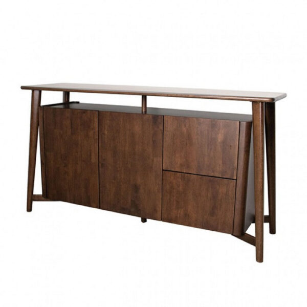 Ziva Sideboard Buffet Console, 2 Drawers and Doors, Brown Wood 67 Inch