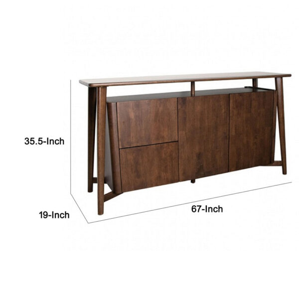Ziva Sideboard Buffet Console, 2 Drawers and Doors, Brown Wood 67 Inch