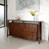 Ziva Sideboard Buffet Console, 2 Drawers and Doors, Brown Wood 67 Inch