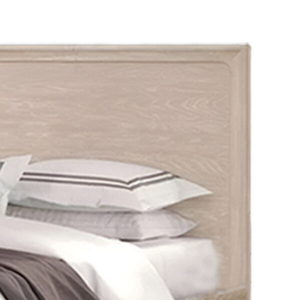 Rozie Queen Bed with Panel Style Headboard, Light Oak Brown Solid Wood