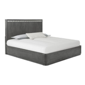 Zoko Queen Bed with Panel Style Headboard, Ash Gray Solid Wood Frame