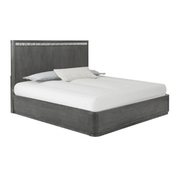 Zoko Queen Bed with Panel Style Headboard, Ash Gray Solid Wood Frame
