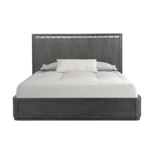Zoko Queen Bed with Panel Style Headboard, Ash Gray Solid Wood Frame
