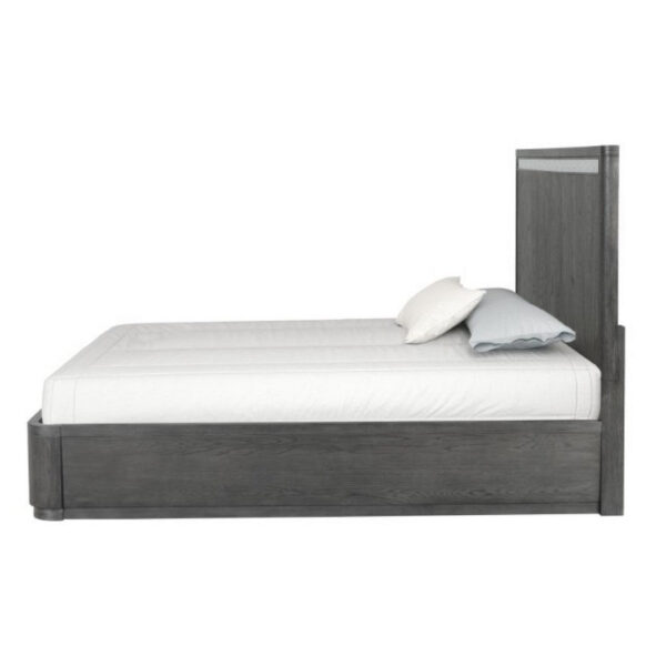 Zoko Queen Bed with Panel Style Headboard, Ash Gray Solid Wood Frame