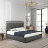 Zoko Queen Bed with Panel Style Headboard, Ash Gray Solid Wood Frame