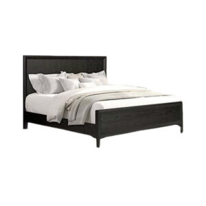 1502202669923d862a006.jpeg Kaira Queen Size Bed, Metal Accents, Espresso Brown Solid Rubberwood