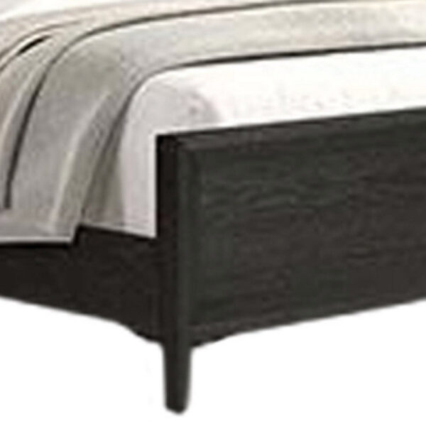 Kaira Queen Size Bed, Metal Accents, Espresso Brown Solid Rubberwood