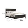 Kaira Queen Size Bed, Metal Accents, Espresso Brown Solid Rubberwood