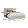 Reham Queen Size Bed, Rounded Edges, White Wash Brown Rubberwood Frame