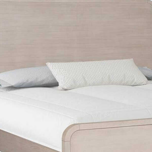 Giva Queen Bed, Rounded Edges, Natural Oak Beige, Solid Rubberwood