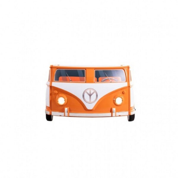 Xiel Bus Twin Bed, Peace Sign, LED Lights and Sound Effects, Orange