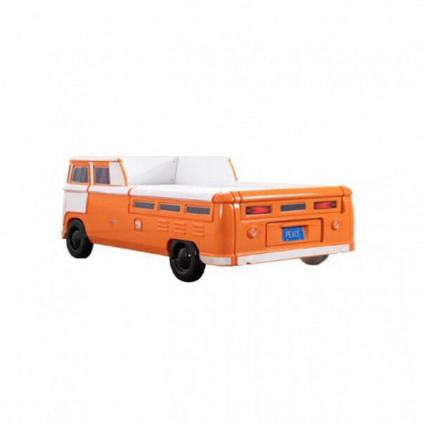 Xiel Bus Twin Bed, Peace Sign, LED Lights and Sound Effects, Orange