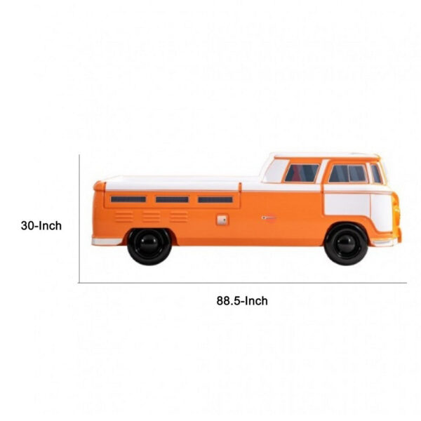 Xiel Bus Twin Bed, Peace Sign, LED Lights and Sound Effects, Orange