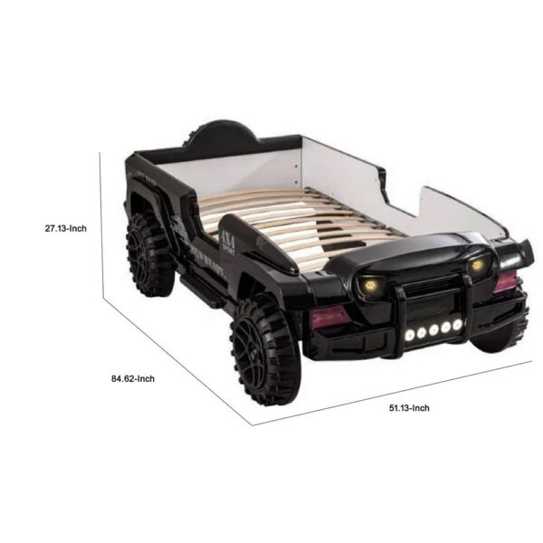 Randy SUV Twin Bed with Lights, Sound Effects, Black Faux Leather