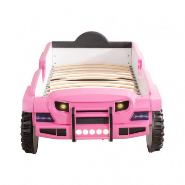 Randy SUV Twin Bed with Lights and Sound Effects, Pink Faux Leather