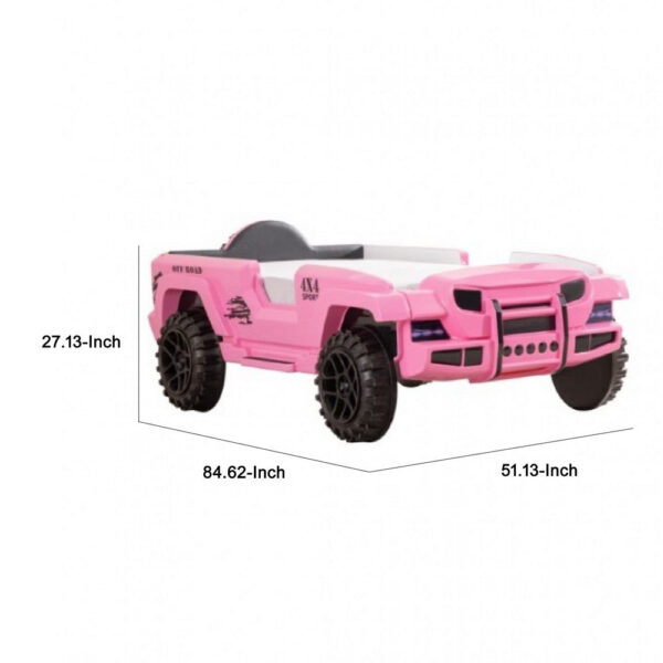 Randy SUV Twin Bed with Lights and Sound Effects, Pink Faux Leather