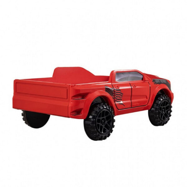 Tonie Truck Twin Bed, Interactive Lights and Sound Effects, Red ABS