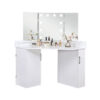 Laura Vanity Desk Set, 3 Panel Mirror, 10 Light Bulbs White Solid Wood