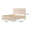 Rozie Queen Bed, Footboard Storage Drawers, Light Oak Brown Solid Wood