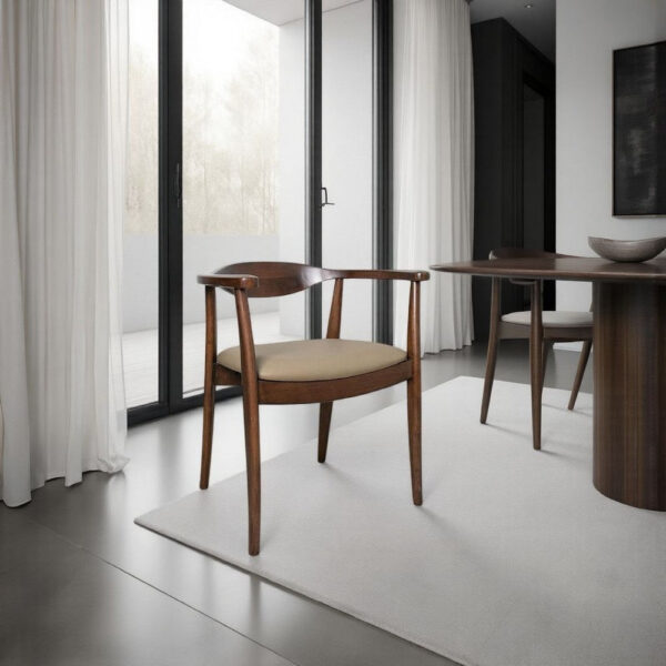 Niva Dining Side Chair Set of 2, Modern Armchairs, Brown Rubberwood