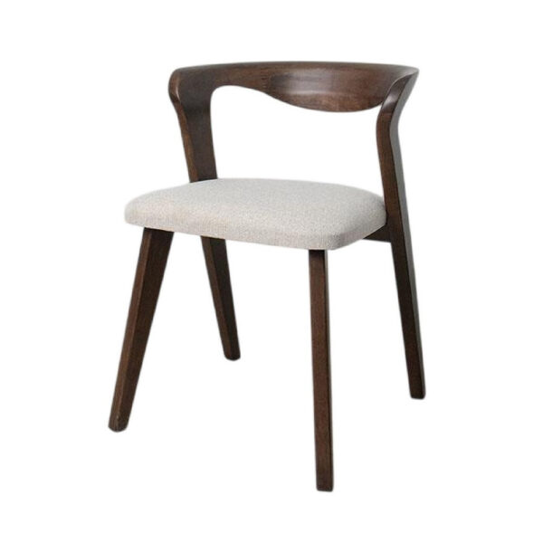 Vyva Dining Side Chair Set of 2, Ivory Seat, Walnut Brown Rubberwood