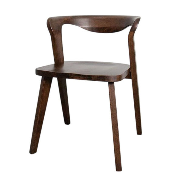 Rumy Dining Side Chair Set of 2, Open Back, Walnut Brown Solid Wood