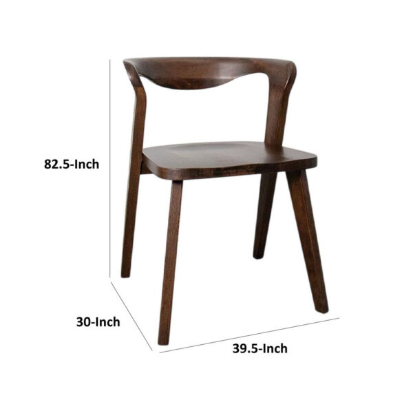 Rumy Dining Side Chair Set of 2, Open Back, Walnut Brown Solid Wood