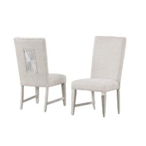 1502202669923ee00cb27.jpeg Diaz Dining Side Chair Set of 2, Tapered Legs, Light Gray Poplar Wood