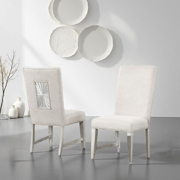 1502202669923ee84a96c.jpeg Diaz Dining Side Chair Set of 2, Tapered Legs, Light Gray Poplar Wood