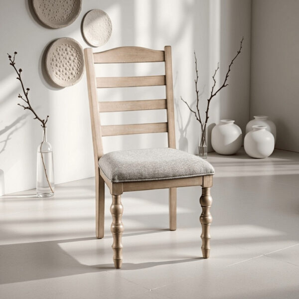 Cherie Dining Side Chair Set of 2, Turned Legs, Light Brown Solid Wood