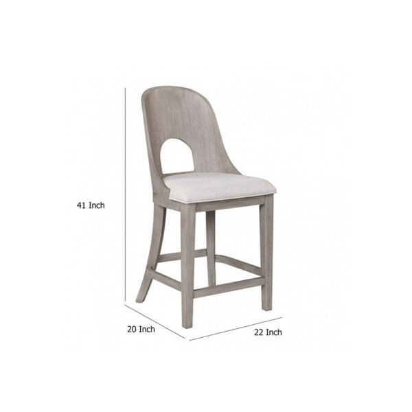 Zoko Counter Height Chair Set of 2, Curved Cut Out Back, White Wash