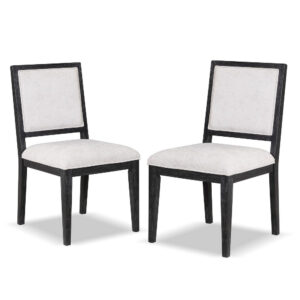 Ginie Dining Side Chair Set of 2, Farmhouse Legs, Black Rubberwood