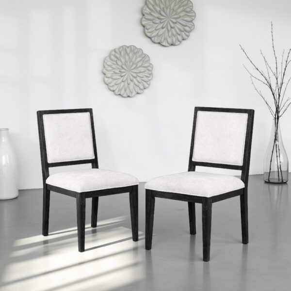 Ginie Dining Side Chair Set of 2, Farmhouse Legs, Black Rubberwood