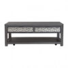 Zoko 48 Inch Coffee Table, Caster Wheels, Drawers, Ash Gray Rubberwood