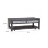Zoko 48 Inch Coffee Table, Caster Wheels, Drawers, Ash Gray Rubberwood
