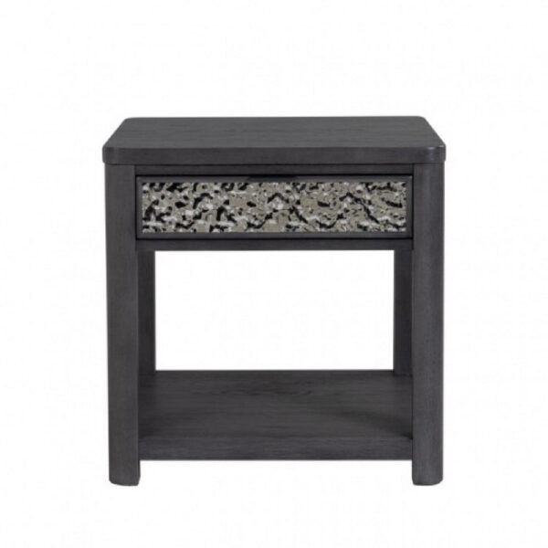 Zoko Side End Table, 1 Drawer, 1 Shelf, Ash Gray Rubberwood, 24 Inch