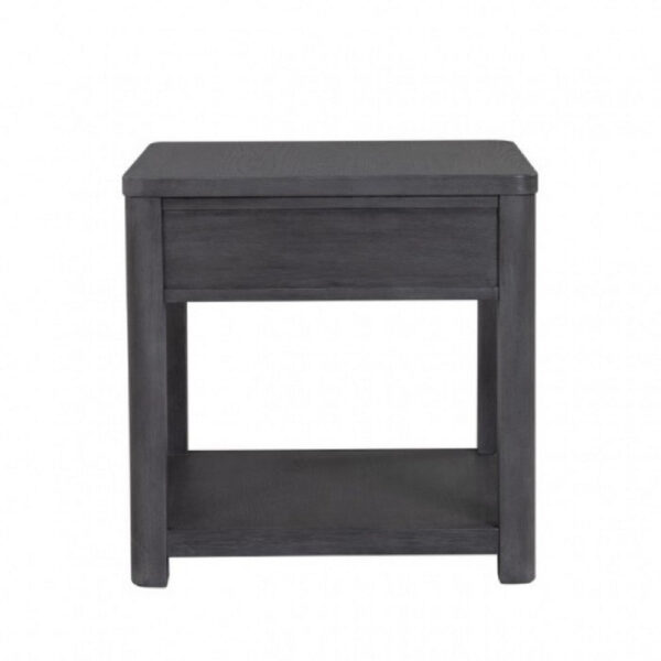 Zoko Side End Table, 1 Drawer, 1 Shelf, Ash Gray Rubberwood, 24 Inch