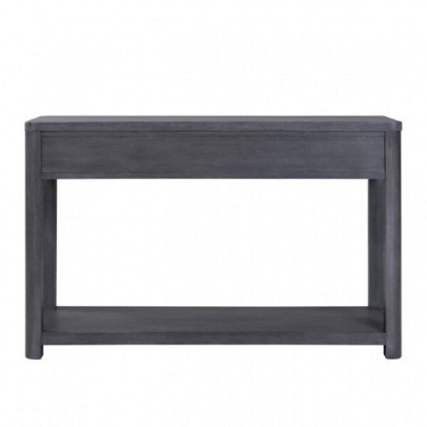 Zoko Sofa Table, 2 Drawers and 1 Shelf, Ash Gray Rubberwood, 48 Inch