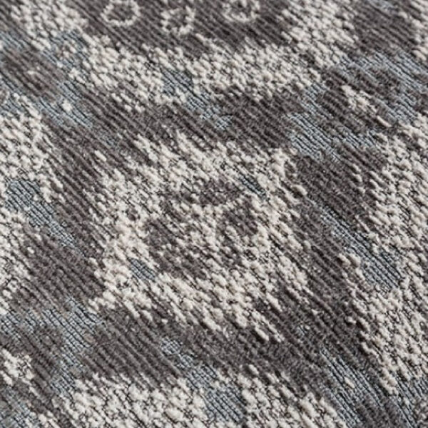 Berrie Ottoman, Geometric Gray White Polyester, Solid Wood, 40 Inch