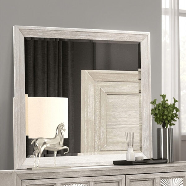 15022026699240954dbe5.jpeg Diaz Dresser Mirror with Beveled Design, Light Gray Wood Frame 38x44
