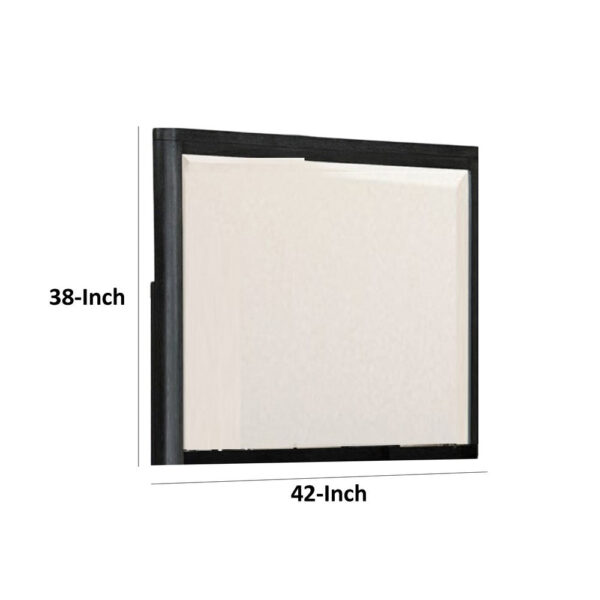Zoko Dresser Mirror with Beveled Design, Ash Gray Solid Wood 38x42