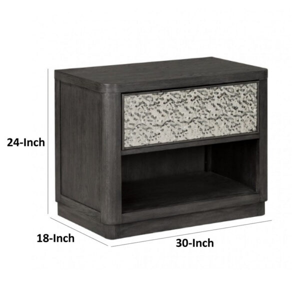 15022026699240d9d147b.jpeg Zoko Nightstand Table with 2 USB Ports, Metal Accents, Ash Gray Wood