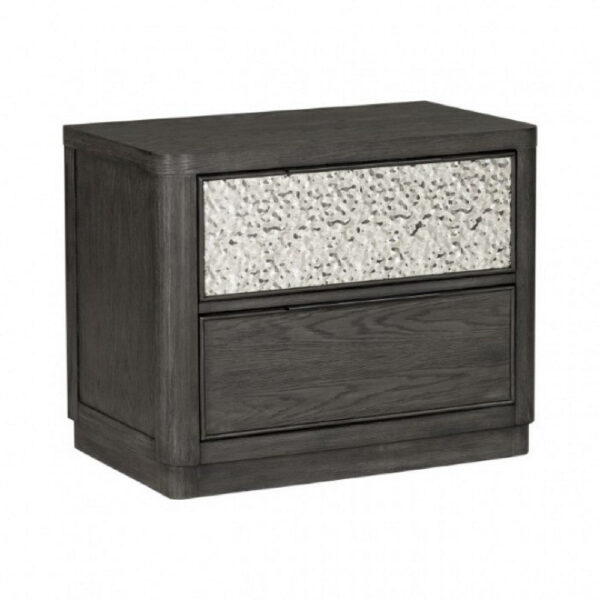 15022026699240ddeaf08.jpeg Zoko Nightstand, 2 Drawers, USB Ports, Metal Accents, Ash Gray Wood