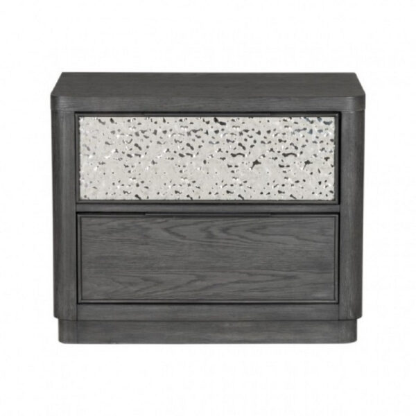 15022026699240df763e9.jpeg Zoko Nightstand, 2 Drawers, USB Ports, Metal Accents, Ash Gray Wood