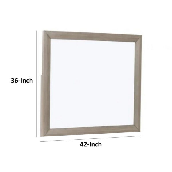 Kaira Vanity Dresser Mirror, Rustic Natural Oak Brown Wood 36x42