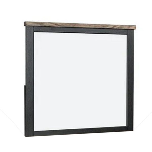 1502202669924137687a0.jpeg Ginie Mirror with Farmhouse Accents, Black and Oak Brown Wood 38x42