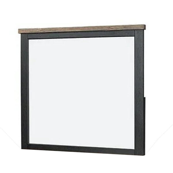 150220266992413902c8c.jpeg Ginie Mirror with Farmhouse Accents, Black and Oak Brown Wood 38x42