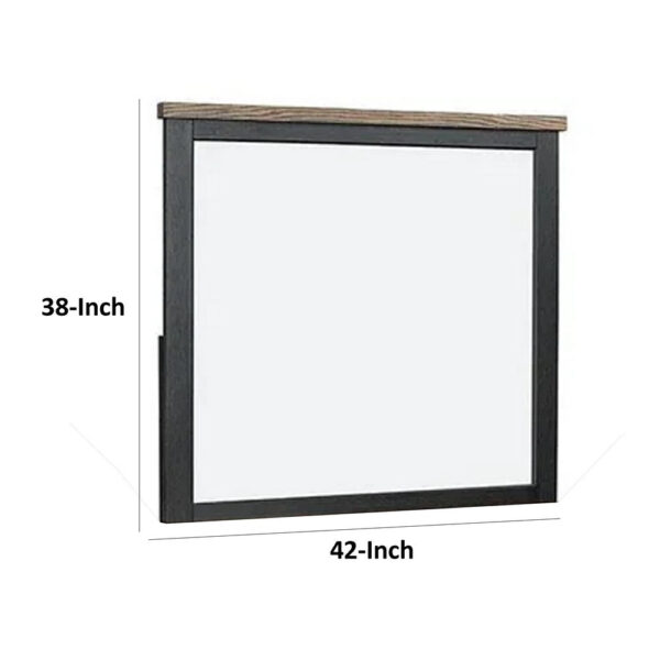 150220266992413e34801.jpeg Ginie Mirror with Farmhouse Accents, Black and Oak Brown Wood 38x42
